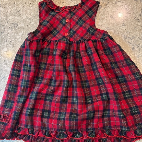 Samantha Says Plaid Red and black Girls Dress Floral Accents 4 - Picture 3 of 3